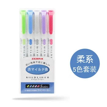 5 KS Japonsko ZEBRA WKT7 Zvýrazňovač Fluorescenčné Marker Pero, Cukríky-farebné Značky NOVÝ Slnečný Color & Party Farba