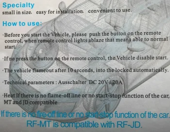 RFID Immobilizer Anti-Theft Prepínač blokovania káble pre 12V Auto vykurovací výkon čerpadla okruhu