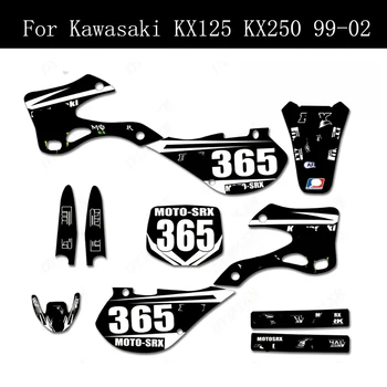 1999-2002 Pre Kawasaki KX 250 Motocykel Kapotáže Grafika Nálepiek, Súpravy Obtlačky Čierne Pozadie KX125 KX250 1999 2000 2001 2002