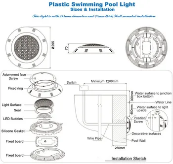 Povrch Bazén LED 12V Podvodné Svetlo RGB Plávanie Lampa IP68 Vody dôkaz Nehrdzavejúcej Ocele 36W maximálne 45 w 54W Fontány, Osvetlenie Reflektor