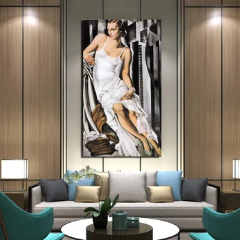 Tamara de Lempicka Žena V Bielych Šatách Maliarske Plátno Tlačiť Obývacia Izba Domova umelecké Diela Moderné Nástenné Art olejomaľba Plagát