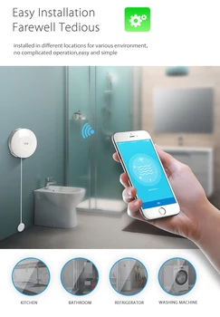 WiFi smart hladina vody Detektor Úniku Vody, Snímač Vody Alarm Senzor Jednoduchá Inštalácia zadarmo Tuyasmart Smart APP Život
