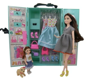 Móda 73 Položky/Set=domček pre bábiky s Nábytkom Šatník +16 Oblečenie +10 Obuv +10 Vešiak +10 Tašky +26 Doplnky Pre Barbie DIY Hra