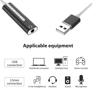 2 v 1 Zvuková Karta Externých 3,5 mm USB Adaptér USB pre Mikrofón, Reproduktor, Audio Rozhranie pre PS4 Pro Počítač USB Zvuková Karta