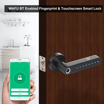WAFU 016 Odtlačkov prstov Smart Lock Bluetooth Heslo Rukoväť Dverí Zamky Rukoväť Fingerpinte Uzamknúť APP Odomknúť Keyless Entry Heslo