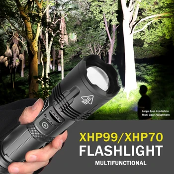 Super jasné baterka XHP50 taktická baterka USB nabíjateľné Lintner vodotesné svietidlo super svetlé svietidla camping nástroj