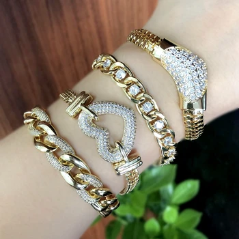 Luxusný Dubaj Zlatá Farba Šperky Sady Pre Ženy Kolo Cubic Zirconia Kameň Náhrdelník Krištáľový Náramok Svadobné Svadobné Šperky Set