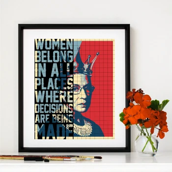 Ruth Bader Ginsburg Wall Art Plátno Plagáty Tlačí Ženy Patria Všetky Miesta Rozhodnutí Citácie Maľovanie Obraz Domova