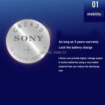 10pcs Originálne Sony CR2430 DL2430 CR 2430 3V Lítiové Batérie Pre Inteligentné Hodinky Slúchadlá Hračka rozsahu Krokomer Tlačidlo okrúhlu
