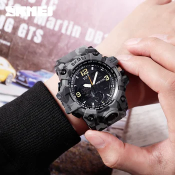SKMEI Značky Luxusné Vojenské Športové Hodinky Mužov Quartz Analógové LED Digitálne Hodiny Muž Nepremokavé Duálne Zobrazovanie náramkové hodinky Relogio