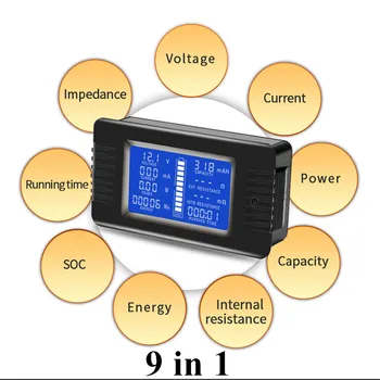 Peacefair Batérie Tester Vypúšťanie Kapacita Energie Ammeter Voltmeter Energie Meter Impedancia Odpor PZEM-015 200v 100A vypínacia