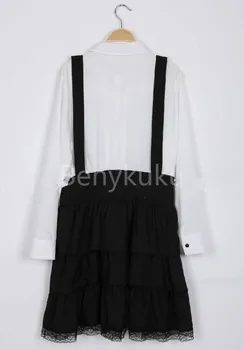 2021 Dámske Klasické Lolita Tortu Šaty Inšpirované Vintage Ženy Oblečenie Cosplay Anime Girl Black Dlhý Rukáv Stredoveké Tričko Šaty