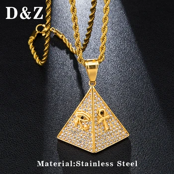 D&Z Ľadový Sa Bling Eye of Horus Kríž Ankh Pyramída, Náhrdelníky, Prívesky Pre Mužov Hip Hop Šperky Darček