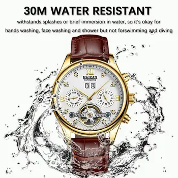 Nové HAIQIN Módne Bežné Obchodné Pánske Hodinky Top Značky Luxusné Vojenské Športové Náramkové hodinky Kožené Nepremokavé relogio masculino