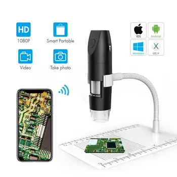 2MP WiFi Digitálny Mikroskop 50X na 1000X zväčšovacie sklo 1080P HD 2.0 MP 8 LED so Stojanom pre Android iOS PC