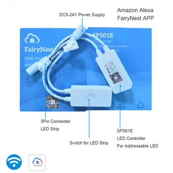 SP501E Wifi Svetlo Radič Smart Home APP Control Pre RGB WS2812 WS2811 LED Pásy svetla Smart Alexa Ovládanie Hlasom