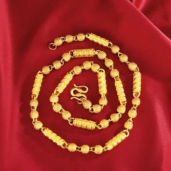 Nádherné Geometrické Korálkový Náhrdelník 14K Zlata Pevné Buddha Korálky Mužov Náhrdelníky Č Reťazca pre Človeka Narodeninám Jemné Šperky