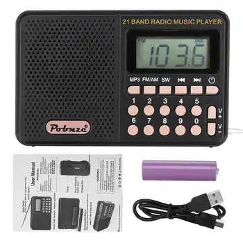 Digitálne Rádio Reproduktor Prenosný Mini FM/AM/SW Rádio USB TF MP3 Prehrávač Hudby Teleskopická Anténa Handsfree Vrecká Prijímač Vonkajšie