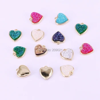 10Pcs Mix farieb Drusy Titánu, Quartz Stone Srdce tvar prívesok náhrdelník kvalitné módne šperky Darček