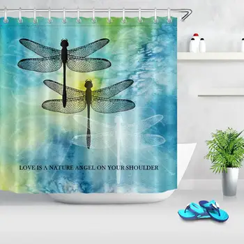 Láska je Príroda Anjel na Rameno Dragonfly Odraz Sprchový Záves Nepremokavé tkaniny Tkaniny, Umenie Kúpeľňa Decor Vaňa Záclony