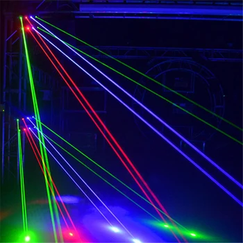 DMX fáze osvetlenie laserový projektor 8 oči pavúka pohyblivé hlavy lúč svetla RGB Farebné laserové efekty, strobo DJ, Disco svetlá strana