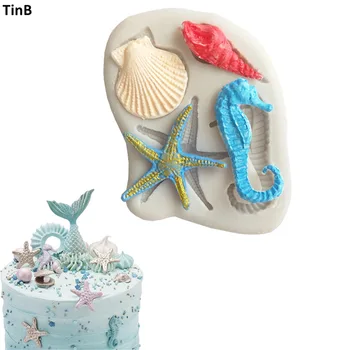 3D Sea Shell Silikónové Formy Narodeniny, Svadobné Party Cake Zdobenie Nástroje Fondant Formy na Pečenie Pečiva Nástroj Čokoláda Silikónové Formy