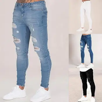 2020 Nové Módne Streetwear Mens Džínsy Zničené Roztrhlo Dizajn Ceruzkou Nohavice Členok Chudá Mužov Celej Dĺžke Džínsy Plus Zise