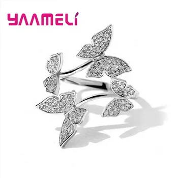 Kórejský Štýlový Princezná, Kráľovná Dámy Krúžok Luxusné Rýdzeho Striebra 925 Drahokamu Motýľ Očarujúce Svadobné Šperky