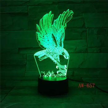 Eagle Lampe 3D Ilúziu Nočného Farebné Hawk Dotykový Stôl Svetlo Nočné Lampy, Akryl Diaľkové Svetlo pre Office Spálňa AW-657