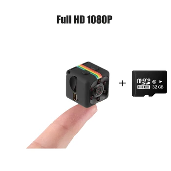 SQ11 Mini Kamera 1080P Senzor DV Nočné Videnie Video Kamera Cam Malé Pohybu DVR Kameru Fotoaparátu Pamäťovú Kartu Micro TF Karty 32 GB