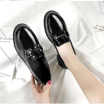 Cresfimix ženy bežné vysoko kvalitné čierne topánky platformu dospievajúce dievča študent školy pu kožené topánky cool štýlové topánky a5812