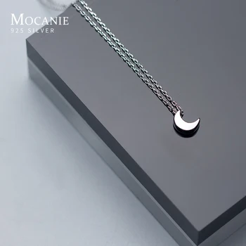 Mocanie Jednoduchý Mini Mesiac Skutočné 925 Sterling Silver Prívesok pre Ženy Nastaviteľné Reťazí Náhrdelník Módne Jemné Šperky Darček