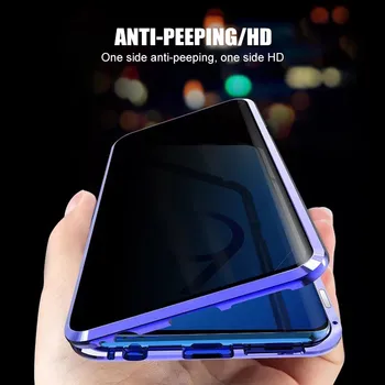Ochrana osobných údajov Magnetické Prípadoch pre Samsung Poznámku 20 20 Ultra S10 S20 Plus Anti-spy obal pre Samsung Note10 S20 Ultra S10 Kovové puzdro
