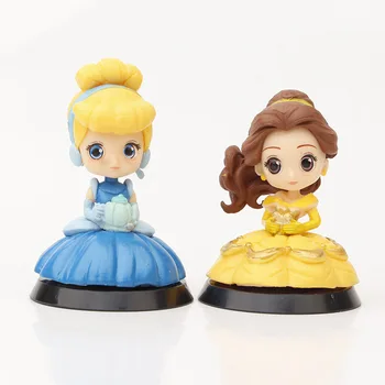 8Pcs/Set Q Posket Disney Princezná Obrázok Hračky Snow White Belle Morská víla Rapunzel Ariel Popoluška PVC Model Bábiky