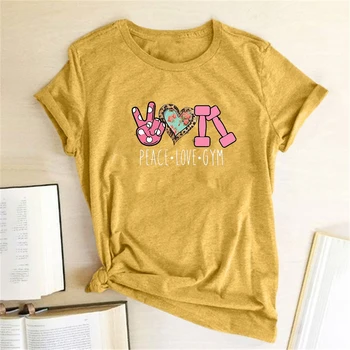 Mier, Láska TELOCVIČNI Vzor Letter Tlač T-shirts Ženy Módne Oblečenie Košele pre Ženy Voľné Móde T Shirt Grafické Tees Harajuku