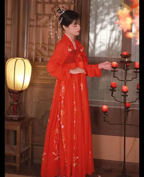 Staroveké Dlhé Šaty Lady Topy, Sukne Fairy Party Cosplay Kostým Ženy Hanfu Red Čínske Šaty Tradičné Svadobné Šaty Tang Oblek