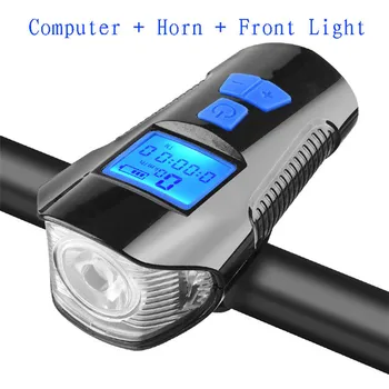 Nepremokavé cyklistické svetlo nabíjania cez USB 2020 predné svetlo blesku s horn rýchlomer LCD displej bicykel zadné svetlo Kit