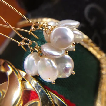 Ručné Hoop Módne Šperky Ručne Vyrábané Náušnice Sladkovodných Kultivovaných Pearl Náušnice Najlepší Darček Pre Ženy