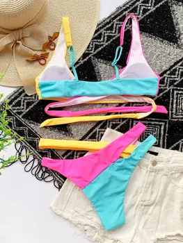 Ženské Criss Cross Bikini Push-up Obväz Plavky Cheeky Bikini Multi Farebné Plavky Maillot De Bain Biquini plavky