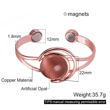 Magnetický Náramok Medi Výhody Hnedé Crystal Sun Moon Medi Magnetický Náramok Artritída Zdravia Energy Náramky & Bangles