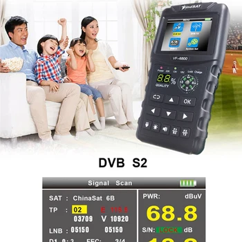 VF-6800 DVB-T2, DVB-S2 a DVB-C Satelitné Vyhľadávanie Sat Finder Meter 2,4-Palcový LCD DVB-T, DVB-S HD Digital Satfinder NÁS Plug