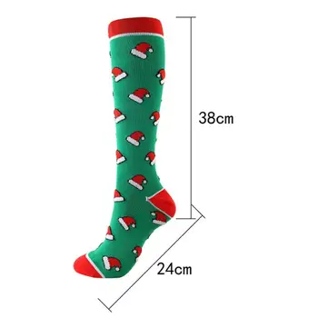 6 Párov Kompresné Ponožky Kolená Dlhé Vianočné Spp Strom Jeleň Vytlačené Pohodlné Ponožiek, Obuv, Doplnky