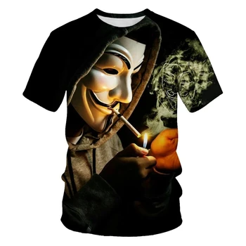 Letné módy V slovo vendetta 3D vytlačené pánske t-shirt príležitostné O-neck t-shirt pánske T-shirt krátkym rukávom vyrobené v Číne