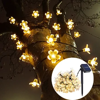 Čerešňový Kvet 7M 50 Led Solárne String Svetlo pre Domáce Záhradné Dekorácie Nepremokavé Vianočný Večierok Rozprávkových Svetiel Vonkajšie Solárne Lampy