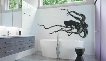 Zee sa líšia gigantische octopus tentakels vinyl muur nášivka morských stijl badkamer Domov decoratie beweegbare kunst tapety YS19