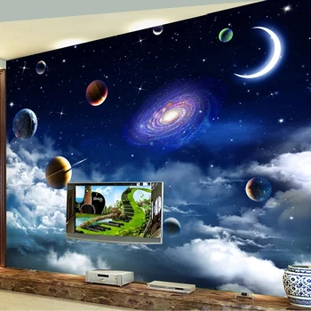 Vlastné 3D Tapeta Moderný Priestor, Planéty, Mesiac Fotografie, Nástenné Maľby Obývacia Izba, detská Izba Kúpeľňa Samolepiace Nepremokavé Nálepky