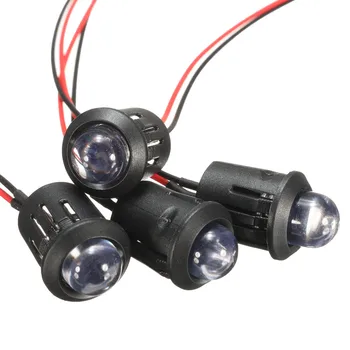 10Pcs 12V 10 mm Pre-Káblové Konštantné LED Svetlo, Lampa Bliká 4 Farby Svetlé Vody Jasné Emitujúca Dióda, Žiarovky + Plastové Shell