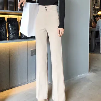 WHCW CGDSR 2020 jeseň zima nový kórejský štýl vysoký pás Streetwear širokú nohu, nohavice bežné pevné nohavice ženy, žena obličkového nohavice