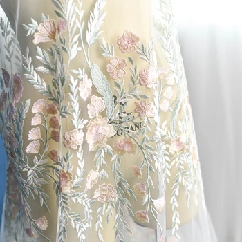 Farebné vetvy, vyšívané čipky textílie svadobné šaty ručné diy handričkou oka textílie dekoratívny materiál zelená