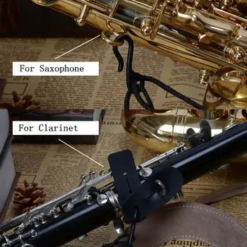 Klarinet saxofón Krku Popruh Nastaviteľné pravej Kože Jediný Ramenný Popruh Kovovou Prackou pre Klarinet Saxofón